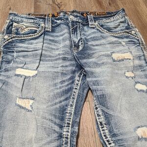 Mens Rock Revival Santiago Slim Straight Stretch Jeans NWT